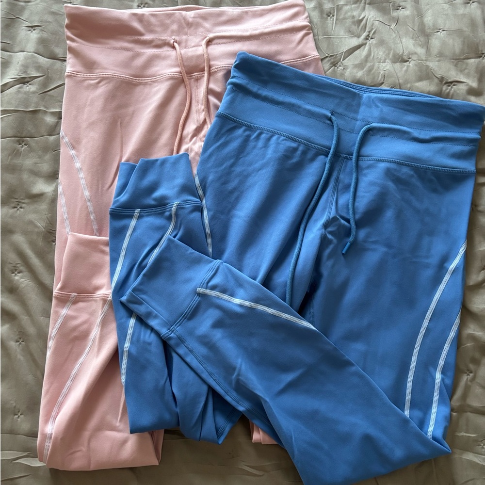 **set of 2** Pink and Blue Drawstring Leggings